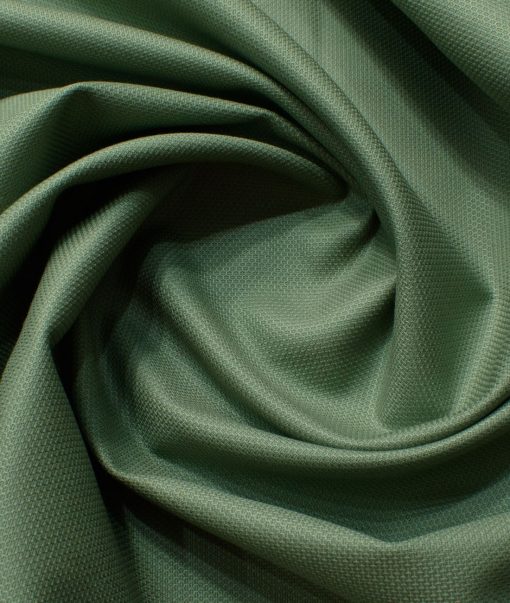 Donear Men's 98% Cotton  Structured  Unstitched Stretchable Suiting Fabric (Light Olive Green) - Image 5