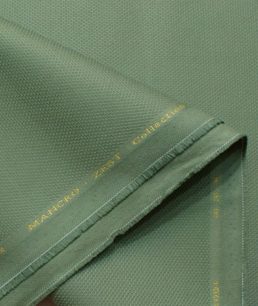 Donear Men's 98% Cotton  Structured 3.75 Meter Unstitched Stretchable Suiting Fabric (Light Olive Green)