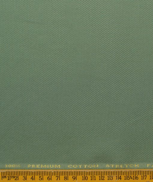 Donear Men's 98% Cotton  Structured 3.75 Meter Unstitched Stretchable Suiting Fabric (Light Olive Green)