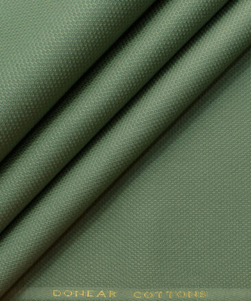 Donear Men's 98% Cotton  Structured 3.75 Meter Unstitched Stretchable Suiting Fabric (Light Olive Green)