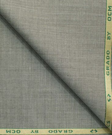 OCM Men's 35% Wool  Self Design 3.75 Meter Unstitched Suiting Fabric (Grey)