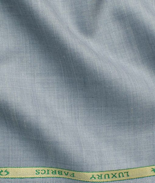 OCM Men's 35% Wool  Self Design 3.75 Meter Unstitched Suiting Fabric (Sky Blue)