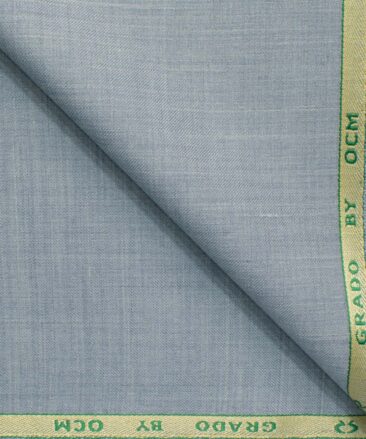 OCM Men's 35% Wool  Self Design 3.75 Meter Unstitched Suiting Fabric (Sky Blue)