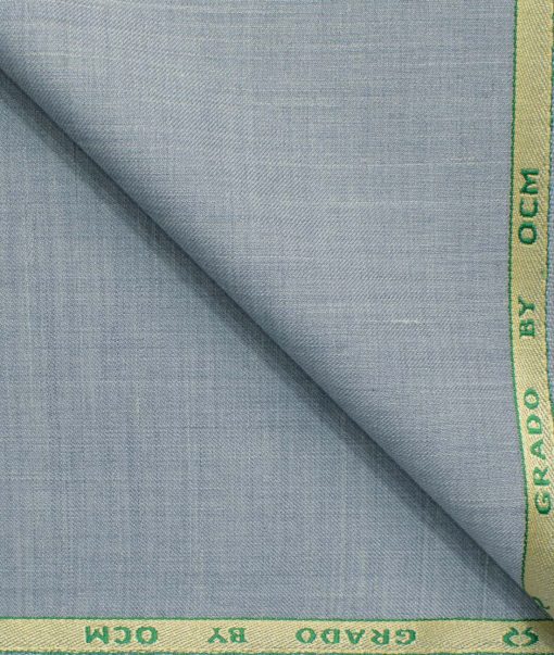 OCM Men's 35% Wool  Self Design 3.75 Meter Unstitched Suiting Fabric (Sky Blue)