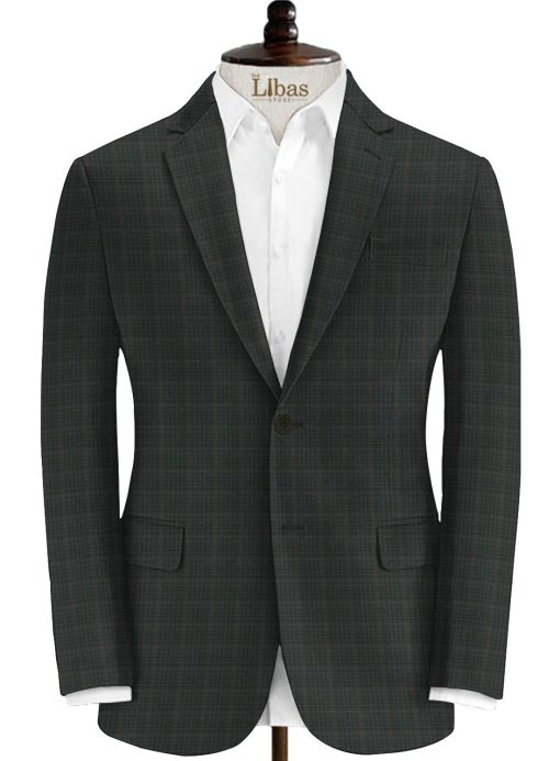 Raymond Men's 10% Wool  Checks 3.75 Meter Unstitched Suiting Fabric (Brown & Black)