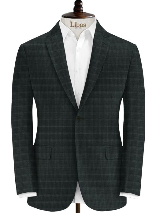 Raymond Men's 10% Wool  Checks 3.75 Meter Unstitched Suiting Fabric (Blackish Grey)