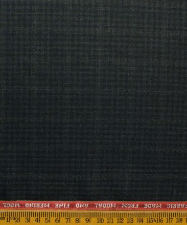 Raymond Men's 10% Wool  Checks 3.75 Meter Unstitched Suiting Fabric (Blackish Grey)