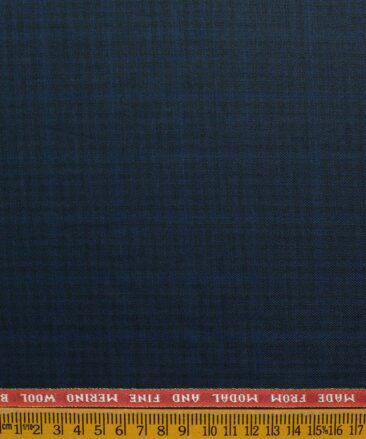 Raymond Men's 10% Wool  Checks 3.75 Meter Unstitched Suiting Fabric (Dark Royal Blue)