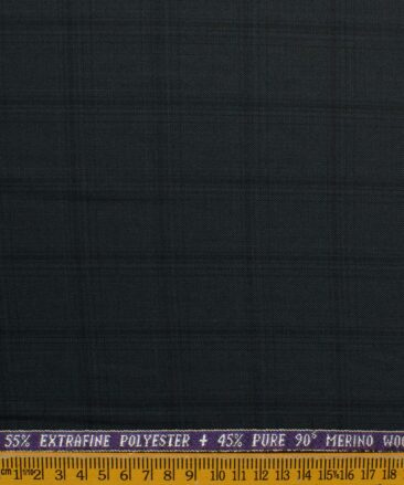 Raymond Men's 45% Wool Super 90's Checks 3.75 Meter Unstitched Suiting Fabric (Dark Grey)