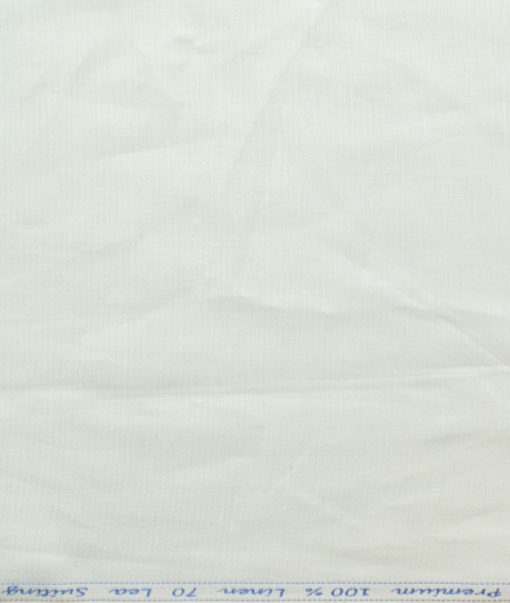 Solino Men's 100% Linen 70 LEA Structured 3.75 Meter Unstitched Suiting Fabric (White)