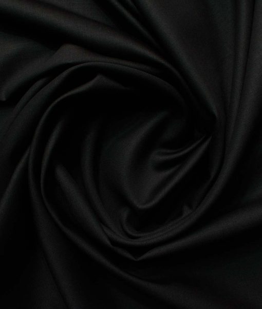 Zaccari Men's 20% Wool Super 110's Solids 3.75 Meter Unstitched Suiting Fabric (Jet Black)