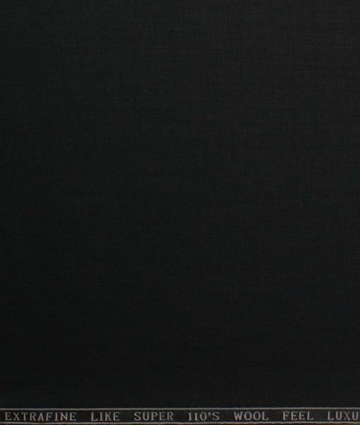 Zaccari Men's 20% Wool Super 110's Solids 3.75 Meter Unstitched Suiting Fabric (Jet Black)