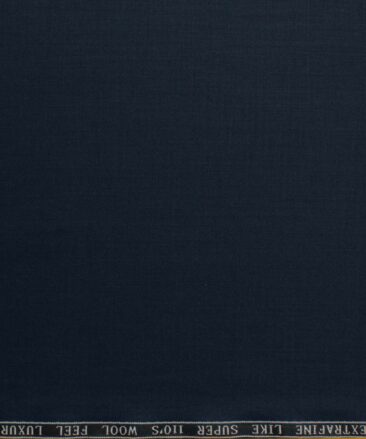 Zaccari Men's 20% Wool Super 110's Solids 3.75 Meter Unstitched Suiting Fabric (Dark Blue)