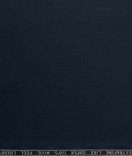 Zaccari Men's 20% Wool Super 110's Solids 3.75 Meter Unstitched Suiting Fabric (Dark Blue)