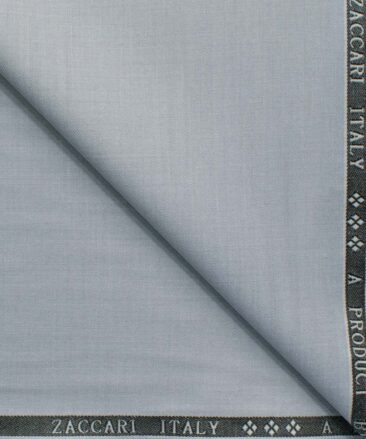 Zaccari Men's 20% Wool Super 110's Solids 3.75 Meter Unstitched Suiting Fabric (Light Grey)