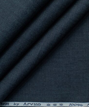 Arvind Men's Premium Cotton Solids 2.25 Meter Unstitched Shirting Fabric (Denim Blue)