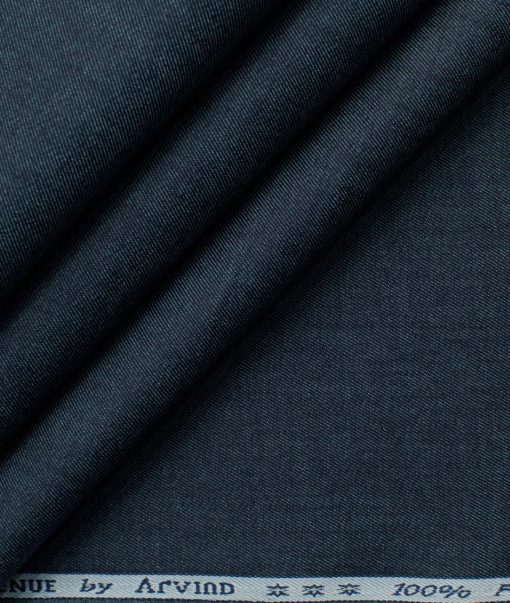 Arvind Men's Premium Cotton Solids 2.25 Meter Unstitched Shirting Fabric (Denim Blue)