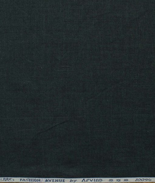 Arvind Men's Premium Cotton Solids 2.25 Meter Unstitched Shirting Fabric (Denim Dark Green)