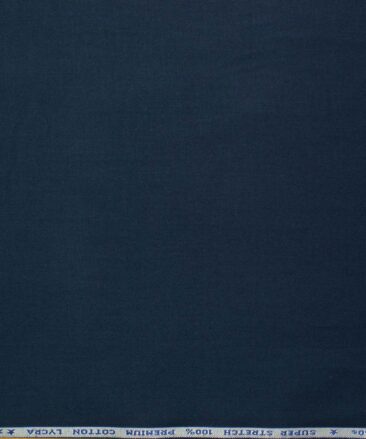 Arvind Men's 60's Premium Cotton Lycra Stretchable Solids 2.25 Meter Unstitched Shirting Fabric (Dark Blue)