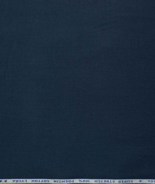 Arvind Men's 60's Premium Cotton Lycra Stretchable Solids 2.25 Meter Unstitched Shirting Fabric (Dark Blue)