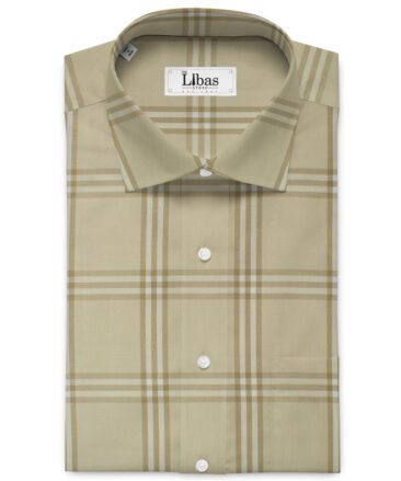 Arvind Men's Premium Cotton Checks 2.25 Meter Unstitched Shirting Fabric (Beige)