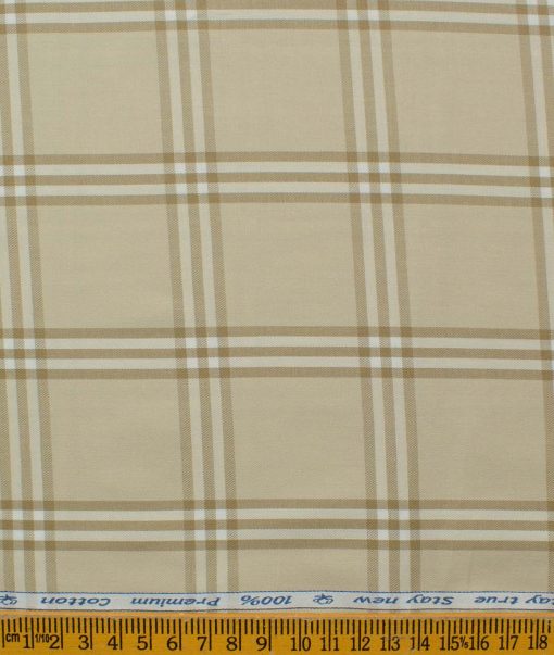 Arvind Men's Premium Cotton Checks 2.25 Meter Unstitched Shirting Fabric (Beige)