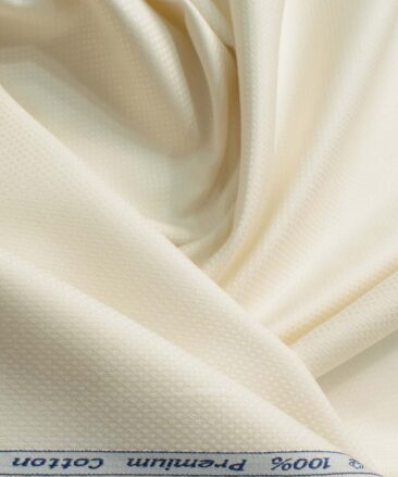 Arvind Men's Premium Cotton Structured 2.25 Meter Unstitched Shirting Fabric (Cream)