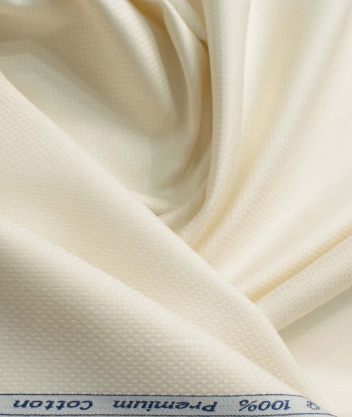 Arvind Men's Premium Cotton Structured 2.25 Meter Unstitched Shirting Fabric (Cream)