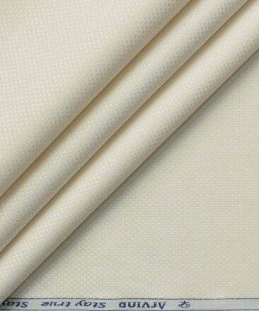 Arvind Men's Premium Cotton Structured 2.25 Meter Unstitched Shirting Fabric (Cream)