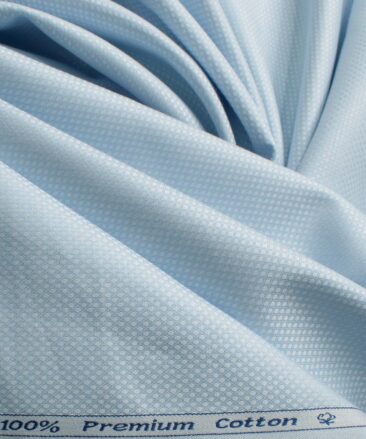 Arvind Men's Premium Cotton Structured 2.25 Meter Unstitched Shirting Fabric (Sky Blue)