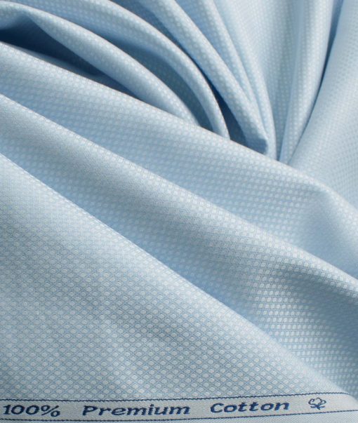 Arvind Men's Premium Cotton Structured 2.25 Meter Unstitched Shirting Fabric (Sky Blue)