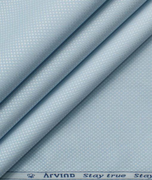 Arvind Men's Premium Cotton Structured 2.25 Meter Unstitched Shirting Fabric (Sky Blue)