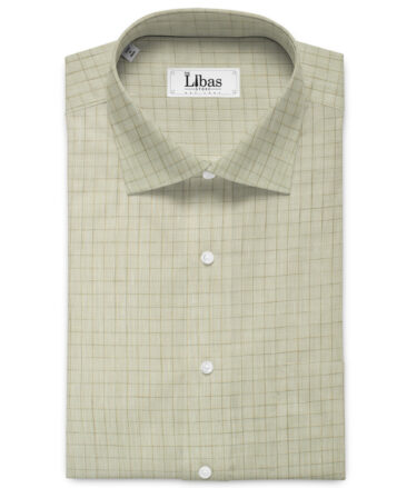 Arvind Men's Pure Irish Linen 80 LEA Checks 2.25 Meter Unstitched Shirting Fabric (Beige)