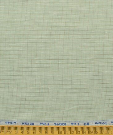 Arvind Men's Pure Irish Linen 80 LEA Checks 2.25 Meter Unstitched Shirting Fabric (Pistachious Green)