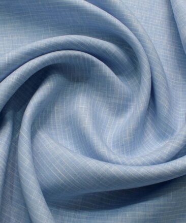 Arvind Men's Pure Irish Linen 80 LEA Striped 2.25 Meter Unstitched Shirting Fabric (Sky Blue)