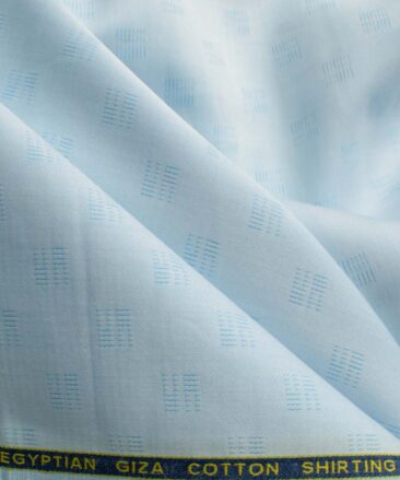 Birla Century Men's Giza Cotton Self Design 2.25 Meter Unstitched Shirting Fabric (Firozi Blue)