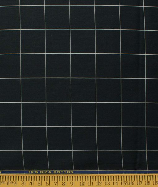 Birla Century Men's 70's Giza Cotton Checks 2.25 Meter Unstitched Shirting Fabric (Black & White)