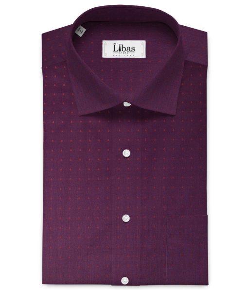 Birla Century Men's Pure Cotton Self Design 2.25 Meter Unstitched Shirting Fabric (Dark Wine)