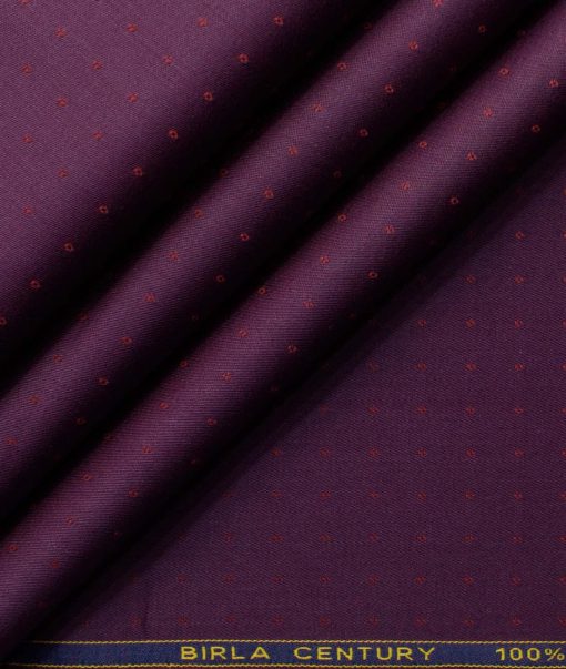 Birla Century Men's Pure Cotton Self Design 2.25 Meter Unstitched Shirting Fabric (Dark Wine)