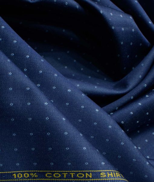 Birla Century Men's Pure Cotton Self Design 2.25 Meter Unstitched Shirting Fabric (Denim Blue)