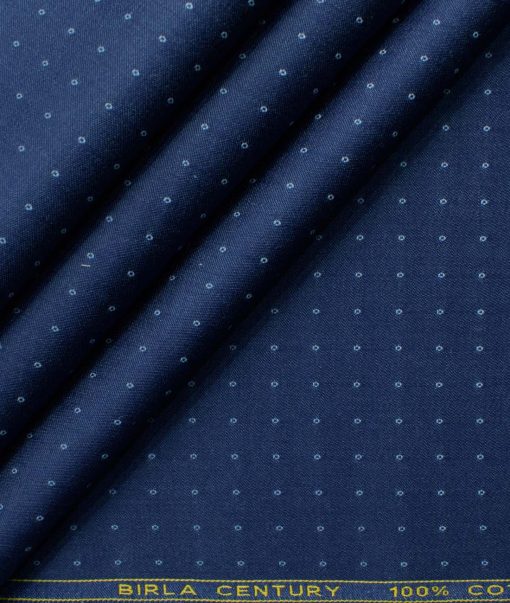 Birla Century Men's Pure Cotton Self Design 2.25 Meter Unstitched Shirting Fabric (Denim Blue)