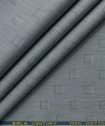 Birla Century Men's Giza Cotton Self Design 2.25 Meter Unstitched Shirting Fabric (Grey)