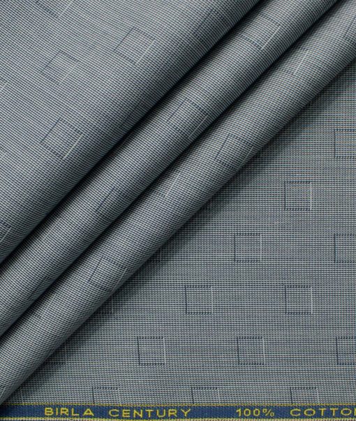 Birla Century Men's Giza Cotton Self Design 2.25 Meter Unstitched Shirting Fabric (Grey)