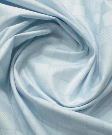 Birla Century Men's Pure Cotton Checks 2.25 Meter Unstitched Shirting Fabric (Sky Blue)