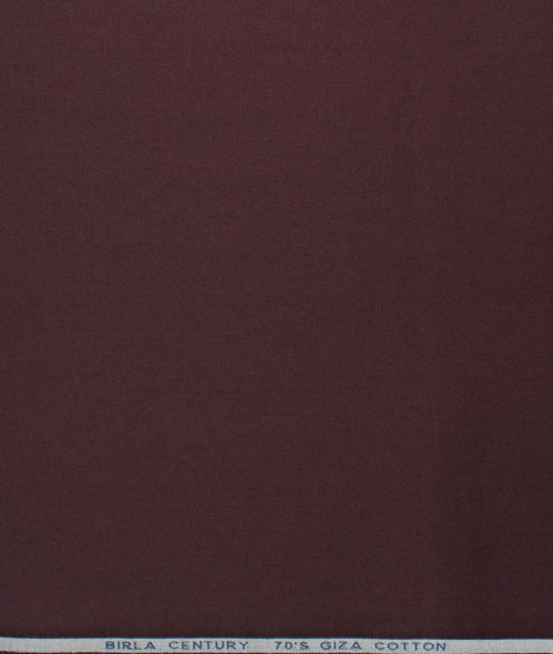 Birla Century Men's 70's Giza Cotton Solids 2.25 Meter Unstitched Shirting Fabric (Dark Wine)