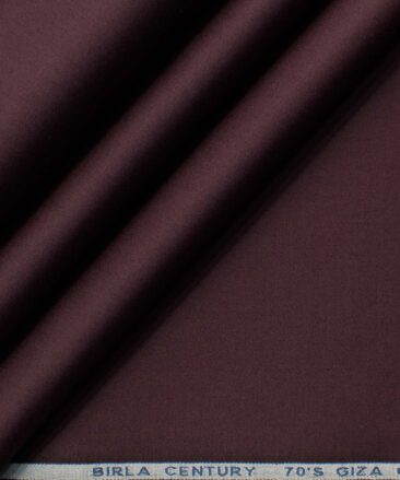 Birla Century Men's 70's Giza Cotton Solids 2.25 Meter Unstitched Shirting Fabric (Dark Wine)