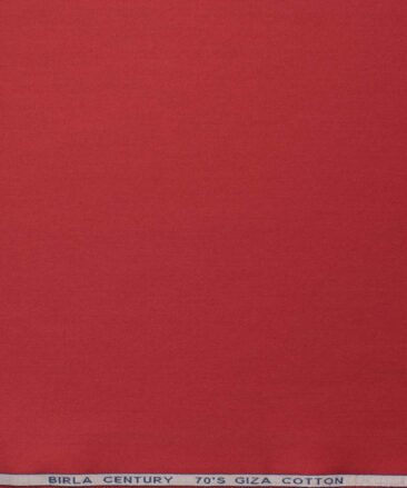 Birla Century Men's 70's Giza Cotton Solids 2.25 Meter Unstitched Shirting Fabric (Red)