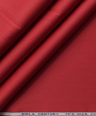 Birla Century Men's 70's Giza Cotton Solids 2.25 Meter Unstitched Shirting Fabric (Red)