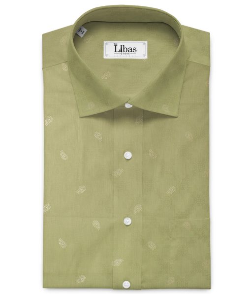 Canetti by Cadini Italy Men's Lawn Premium Cotton Printed 2.25 Meter Unstitched Shirting Fabric (Light Green)