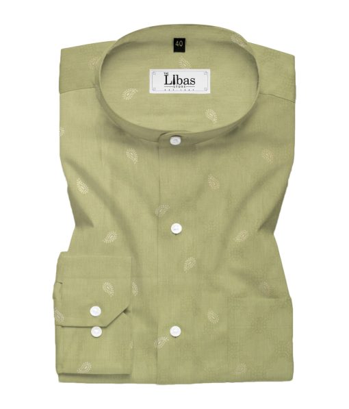 Canetti by Cadini Italy Men's Lawn Premium Cotton Printed 2.25 Meter Unstitched Shirting Fabric (Light Green)